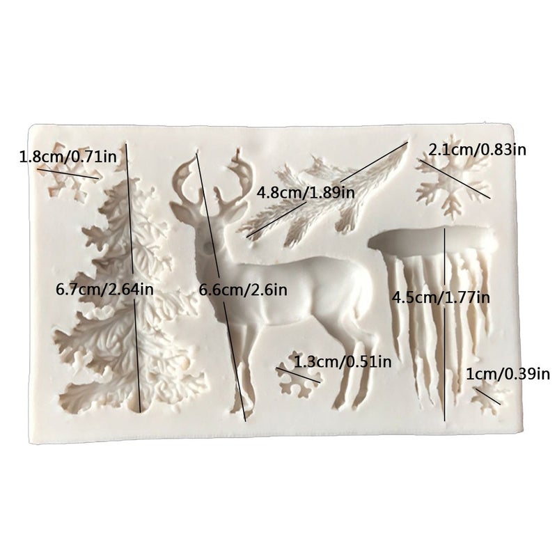 Tvoip 2PCS Christmas Theme Silicone Mold Elk Snowflake Tree Deer Fondant Dessert Ice Cube Candy Chocolate Mold - Image 4